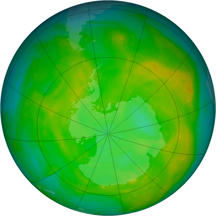 Antarctic ozone map for 26 December 1980